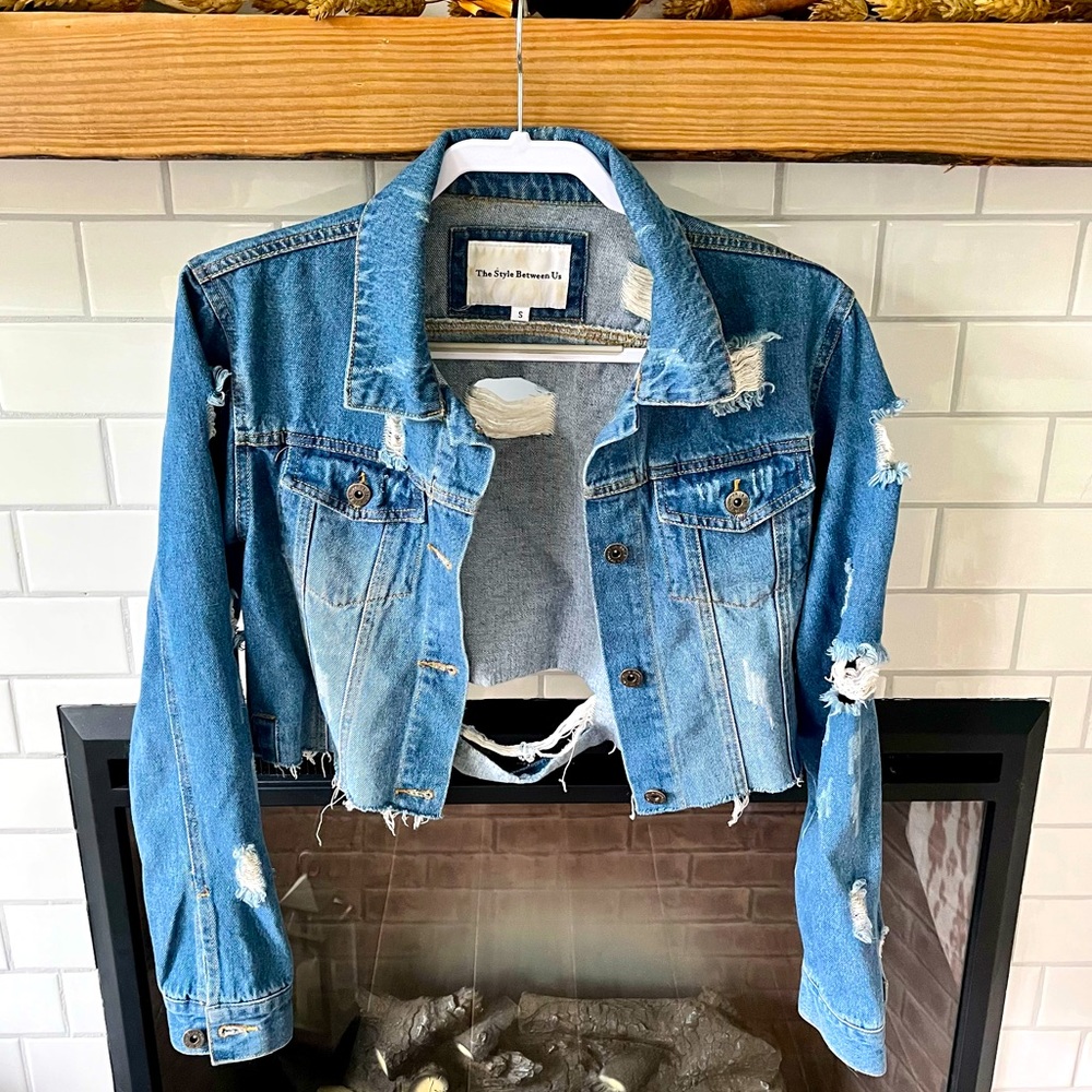 The Style Between Us Distressed Denim Jacket